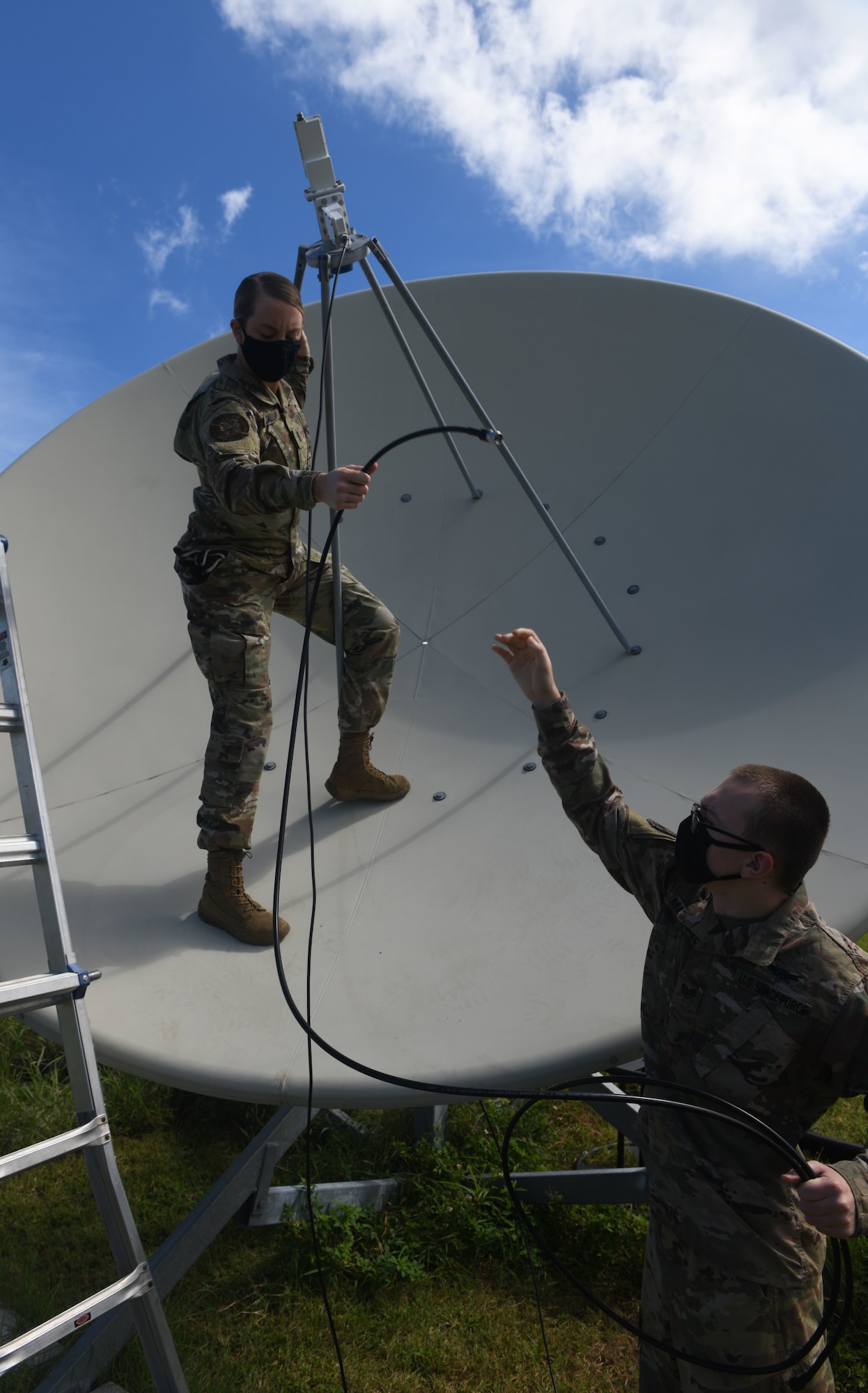 Space Force members working.
