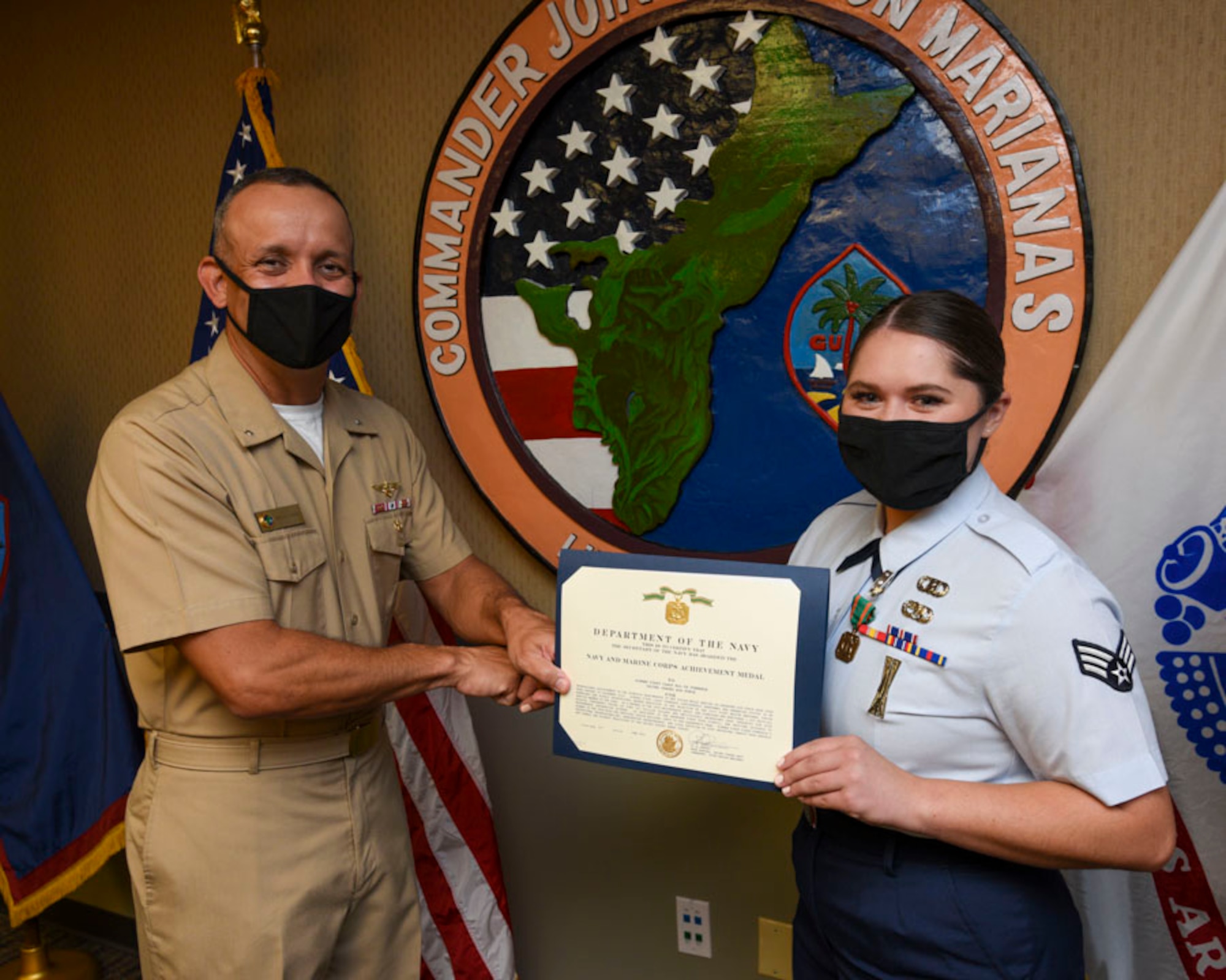 Senior Airman Ell-ie Vonkahle, a precision guided munitions crew chief assigned to the 36th Munitions Squadron, wins the 2019 Joint Region Marianas Junior Service Member of the Year Award on September 25, 2020. The award was personally presented by Rear Admr. John Menoni as a tribute to Vonkahle’s outstanding work in the military as well as in the Guam community.