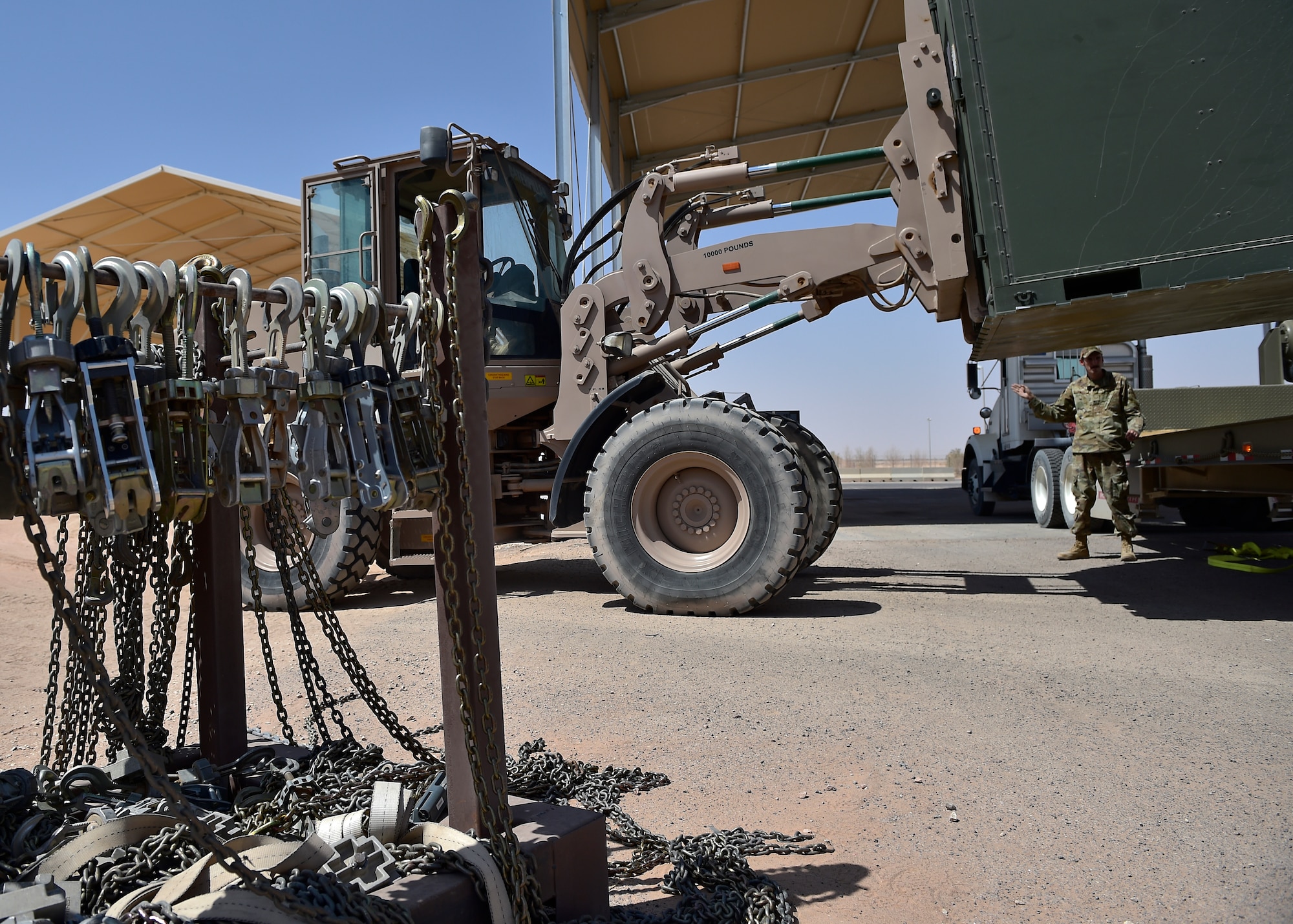 ATOC Airmen process cargo at Prince Sultan Air Base