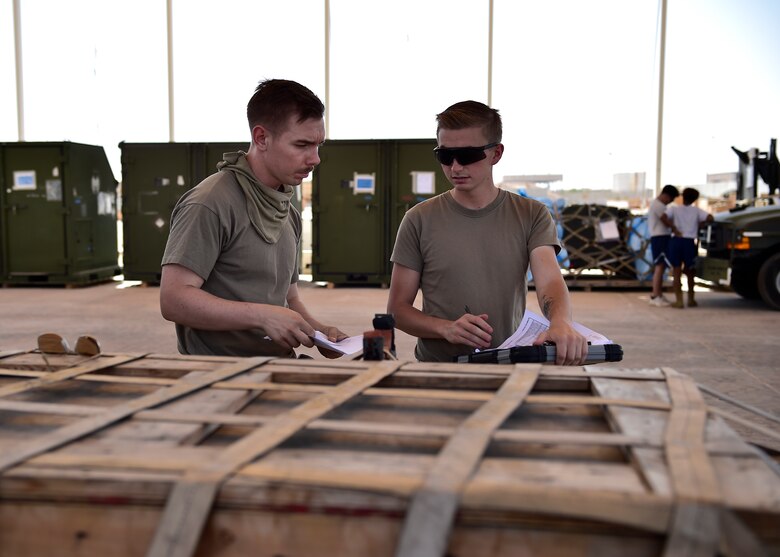 ATOC Airmen process cargo at Prince Sultan Air Base