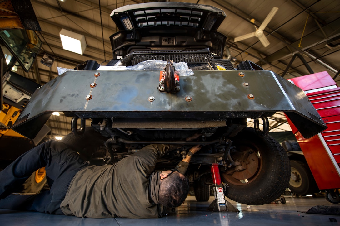 The 4 LRS Vehicle Maintenance team inspects and repairs vehicles across the installation to keep the wing ready and lethal.