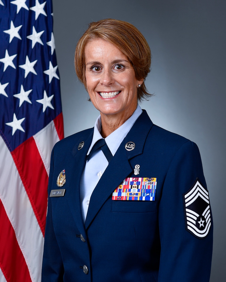This is the official portrait of Chief Master Sergeant Dawn M. Kolczynski.