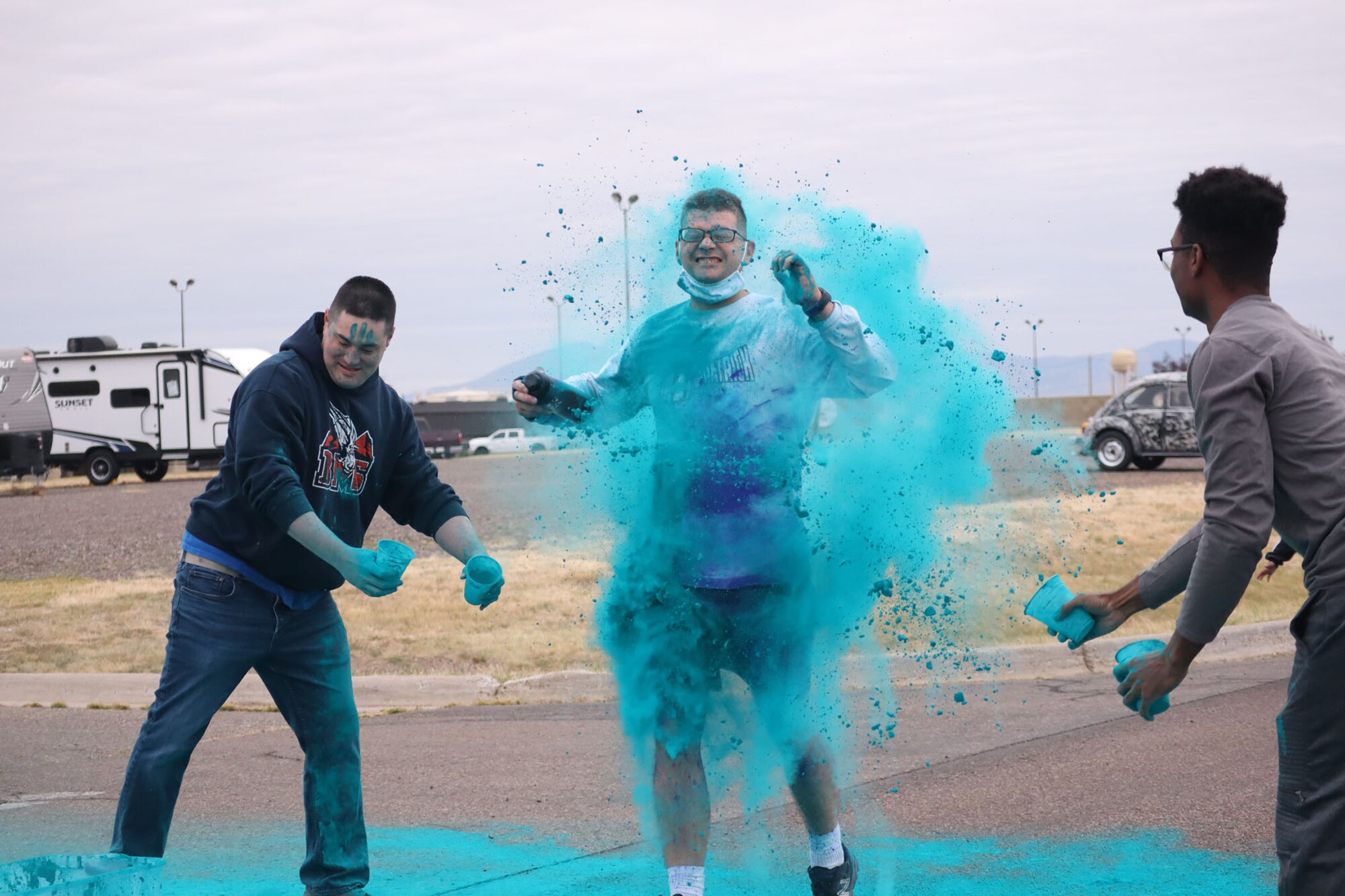 A 341st Missile Wing community member participates in a suicide awareness color run Sept. 30, 2020, at Malmstrom Air Force Base, Mont.