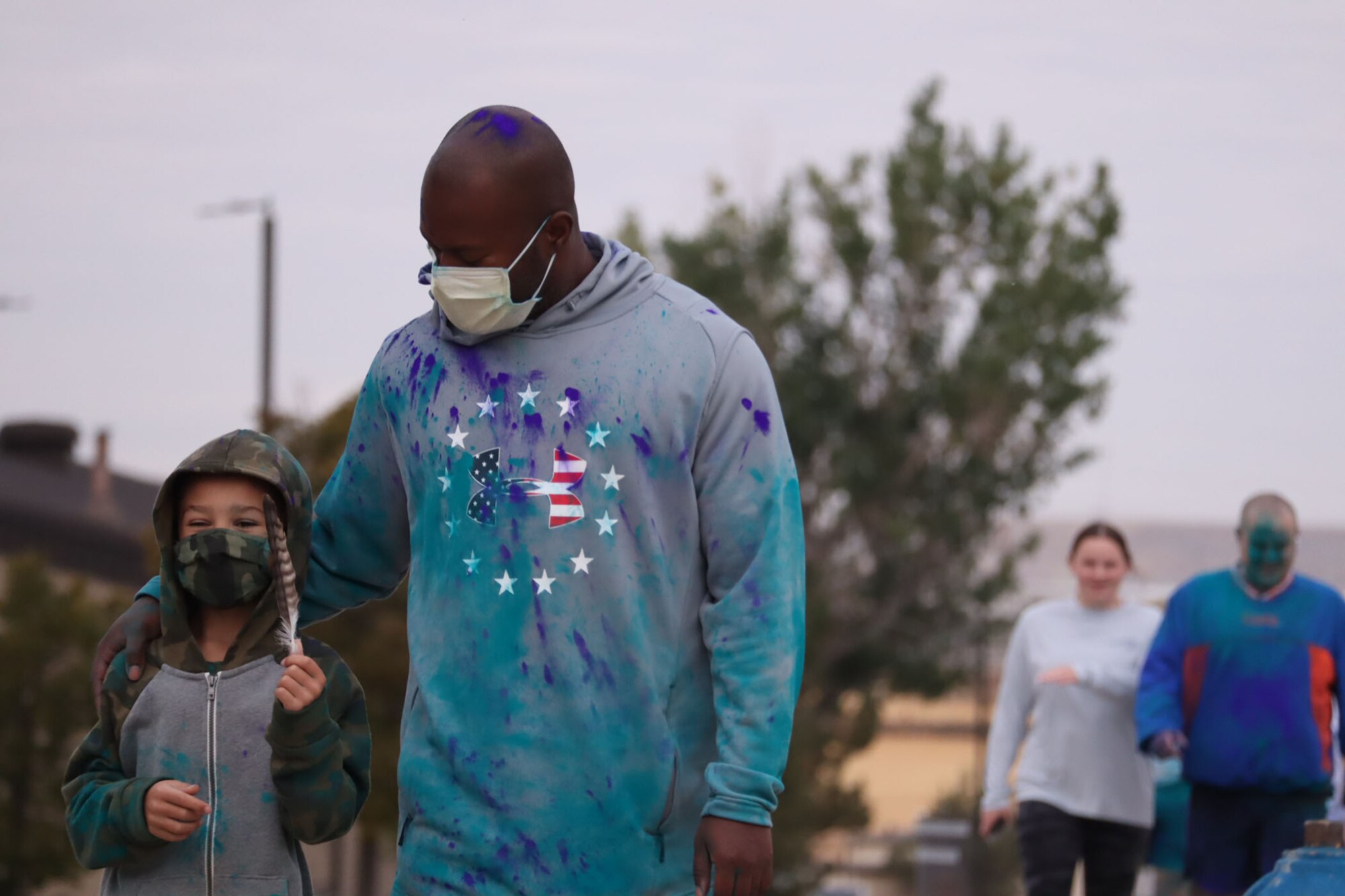 341st Missile Wing community members participate in a suicide awareness color run Sept. 30, 2020, at Malmstrom Air Force Base, Mont.