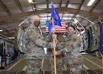 Col. Wayne M. Williams, 433rd Mission Support Group commander, presents the 433rd Force Support Squadron guidon to Maj. Thanya A. Martinez, during a change of command ceremony Oct. 4, 2020 at Joint Base San Antonio-Lackland, Texas.