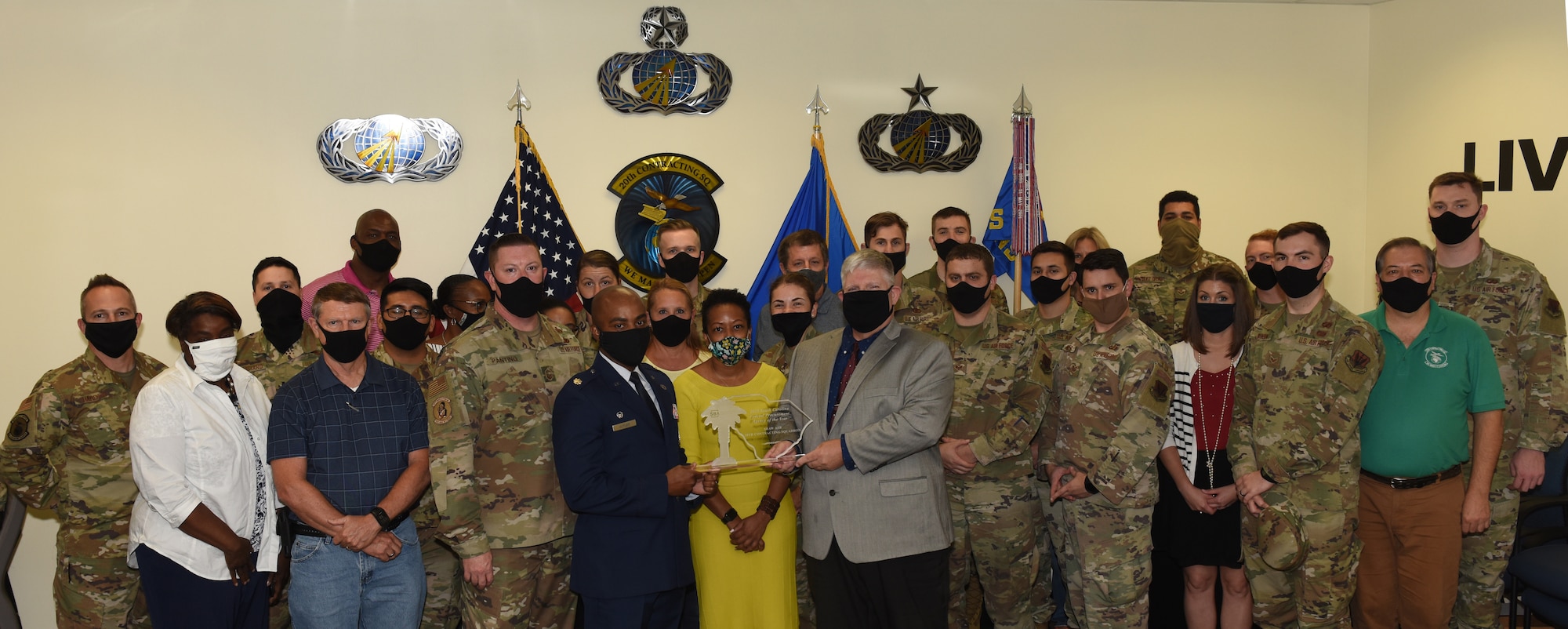 Image of the 20th Contracting Squadron receiving an award.