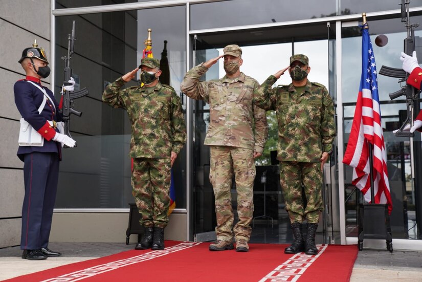 Maj. Gen. Daniel Walrath, U.S. Army South commander meets with Gen. Eduardo E. Zapateiro Altamiranda, National Army of Colombia commander, on Oct. 5 in Bogota, Colombia. "His visit strengthens the ties of cooperation and brotherhood between both institutions, strengthening the partnership based on interoperability and training," said Zapaterio. U.S. Army South engagements in the region reflect our enduring promise of friendship, partnership, and solidarity with our partners.