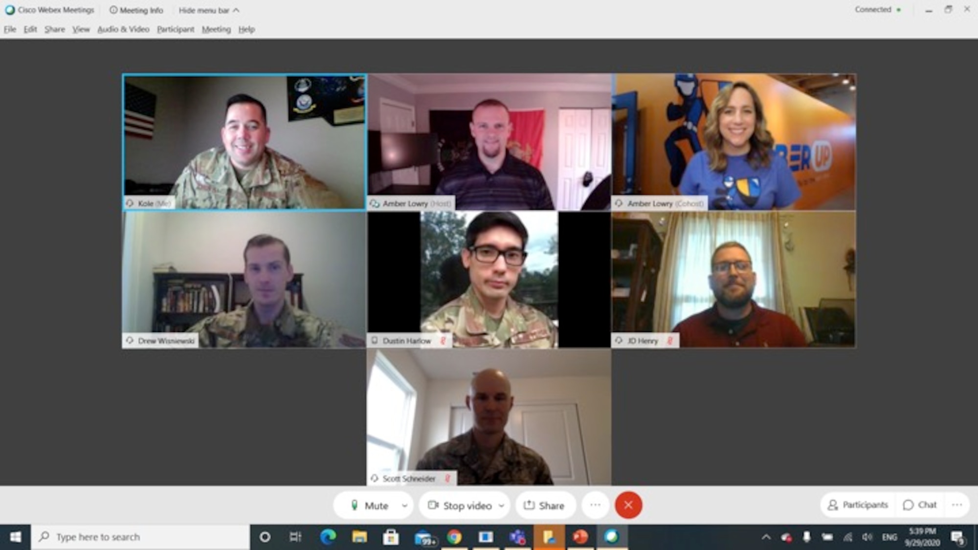 Volunteers in the 42nd Cyberspace Operations Squadron meet with CyberUp representatives Sept. 29, 2020, Scott Air Force Base, Ill. (U.S. Air Force photo by Chief Master Sgt. Michael Jimenez)