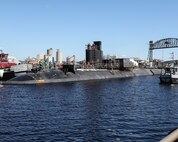 USS San Francisco (SSN 711) undocked at Norfolk Naval Shipyard (NNSY) Oct. 5, moving pierside for the final phase of its Moored Training Ship conversion.