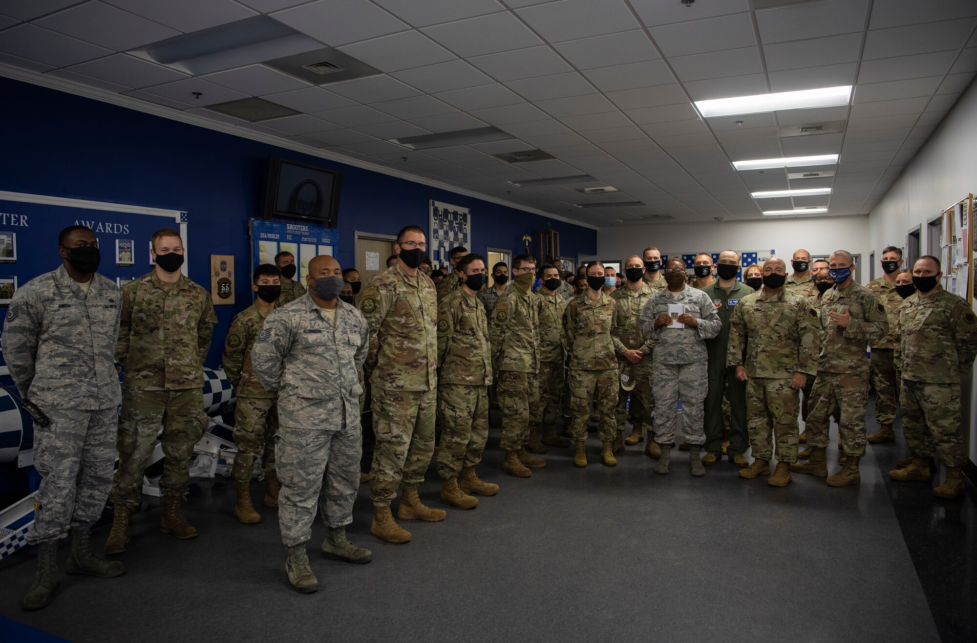 Tech. Sgt. Lateia Quarterman, 55th Fighter Generation Squadron commander support staff noncommissioned officer in charge, and Tech. Sgt. Brittany Banks, 20th Healthcare Operations Squadron non-active duty clinic NCOIC, were presented with their technical sergeant stripe for their hard work and dedication.