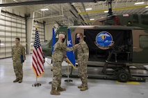 Maj. Gen. Mike Lutton, 20th Air Force commander, presents a bronze star to Capt. Bryan Ashton, 54th Helicopter Squadron pilot at Minot Air Force Base, North Dakota, Sep. 30,2020.
He was awarded this decoration for outstanding achievement and upholding Air Force standards through his contributions while on his deployment.
(U.S. Air Force photo by Airman First Class Jan K. Valle)