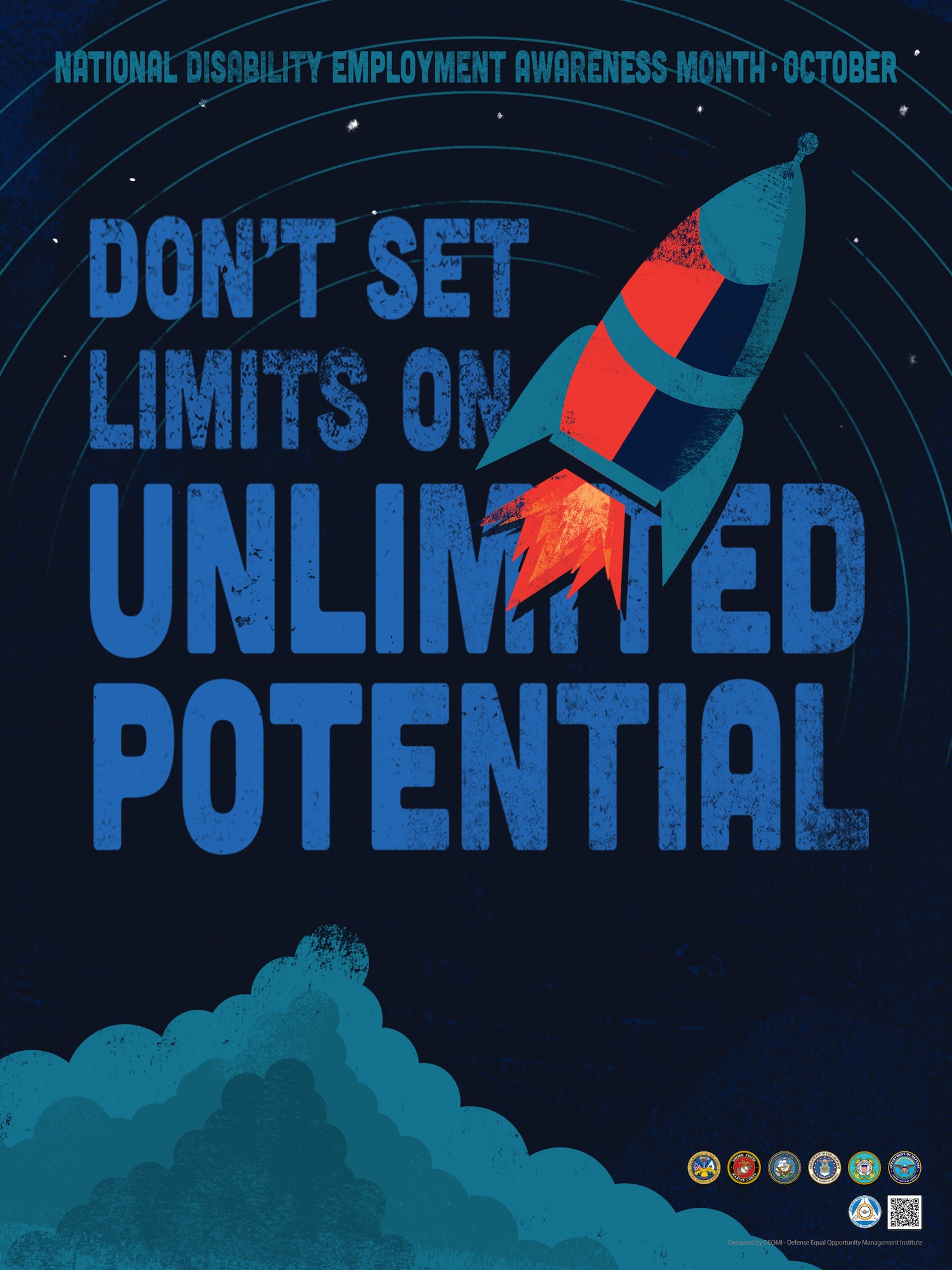 October is National Disability Employee Awareness Month. 
 “Don’t Set Limits on Unlimited Potential” is  this year’s theme signifying the unlimited potential of a diverse workforce inclusive of everyone’s skills and talents. (DEOMI Graphic)