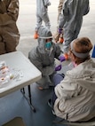 Maj. Lori Wyatt, 167th Medical Group assistant chief nurse, provides COVID-19 testing. Wyatt has been supporting community testing events throughout the pandemic and is the 167th Airlift Wing Airman Spotlight for the month of October 2020.