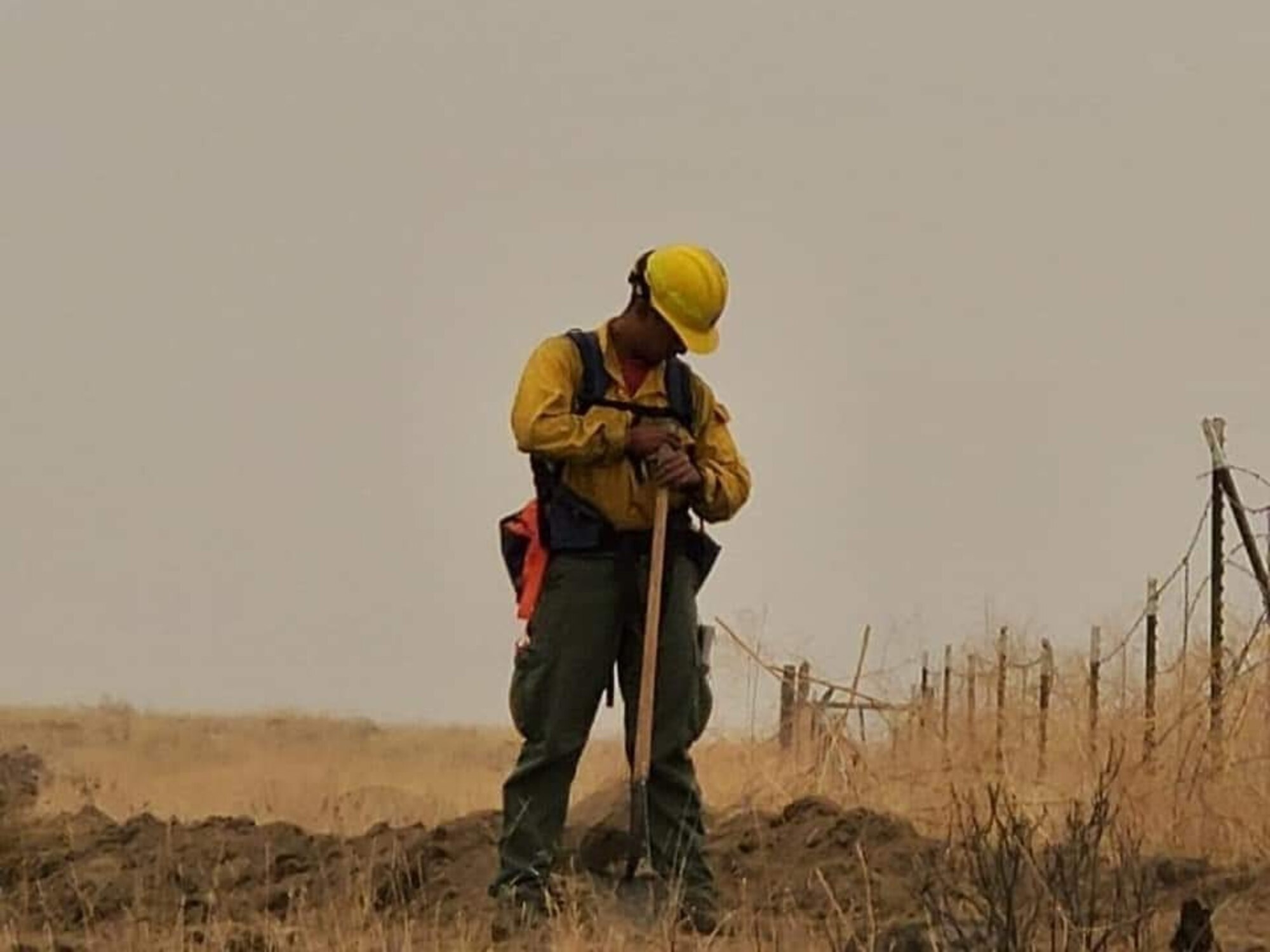 Airman works on wildfires