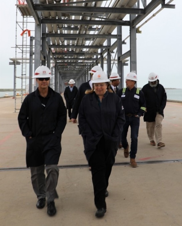 CORPUS CHRISTI, Texas (Oct. 30, 2019) –Dr. Edmond Russo (left) touring the Cheniere Energy Facility and the Moda Midstream Facility, two examples of the Texas economic development opportunities as part of a two-day Corpus Christi Ship Channel Improvement Project update.