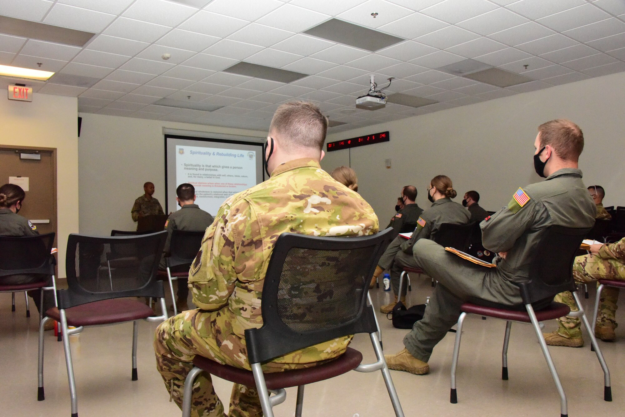 A photo of Airmen getting briefed