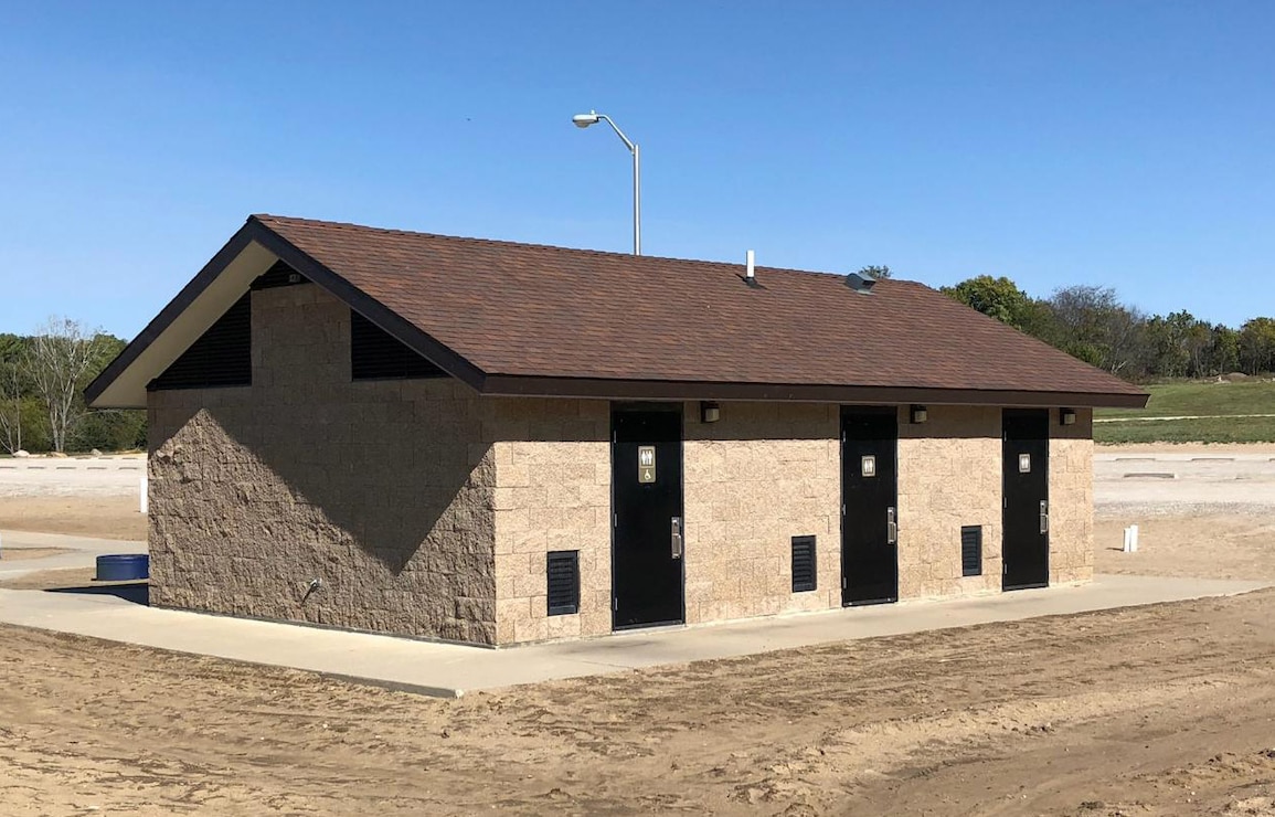 The newly constructed shower building at North Overlook Beach at Lake Red Rock.