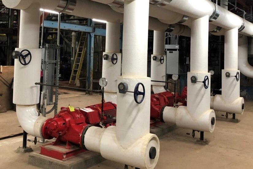 New boiler pumps at Tinker Air Force Base, Okla. reduce energy as part of Tinker AFB's, new equipment and infrastructure upgrades, Sept. 1, 2020.