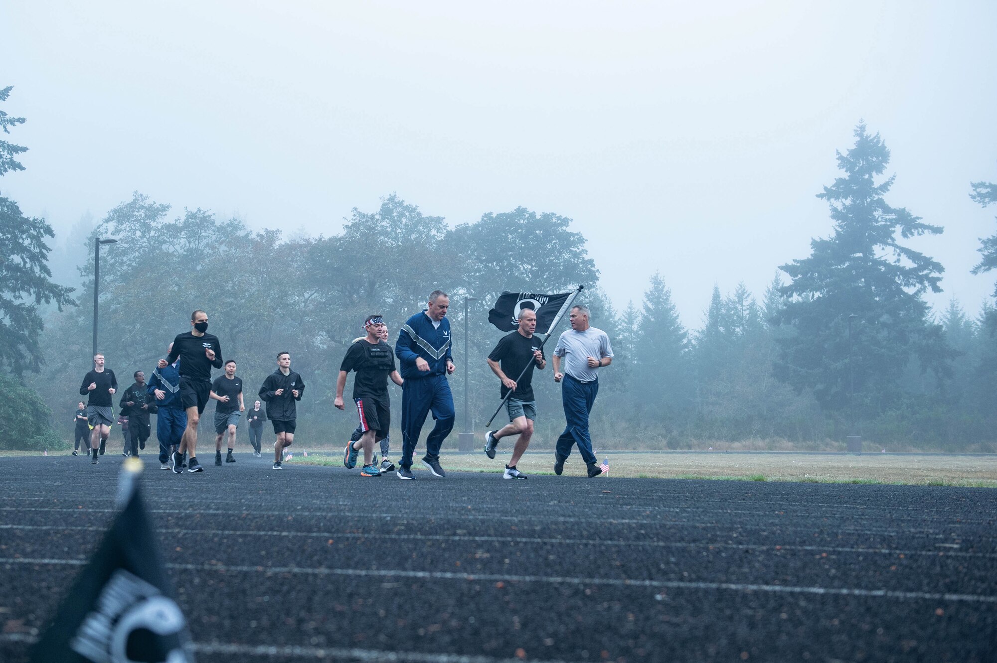 Team McChord Airmen participate in a 24-hour run honoring prisoners of war (POW) and service member missing in action (MIA).