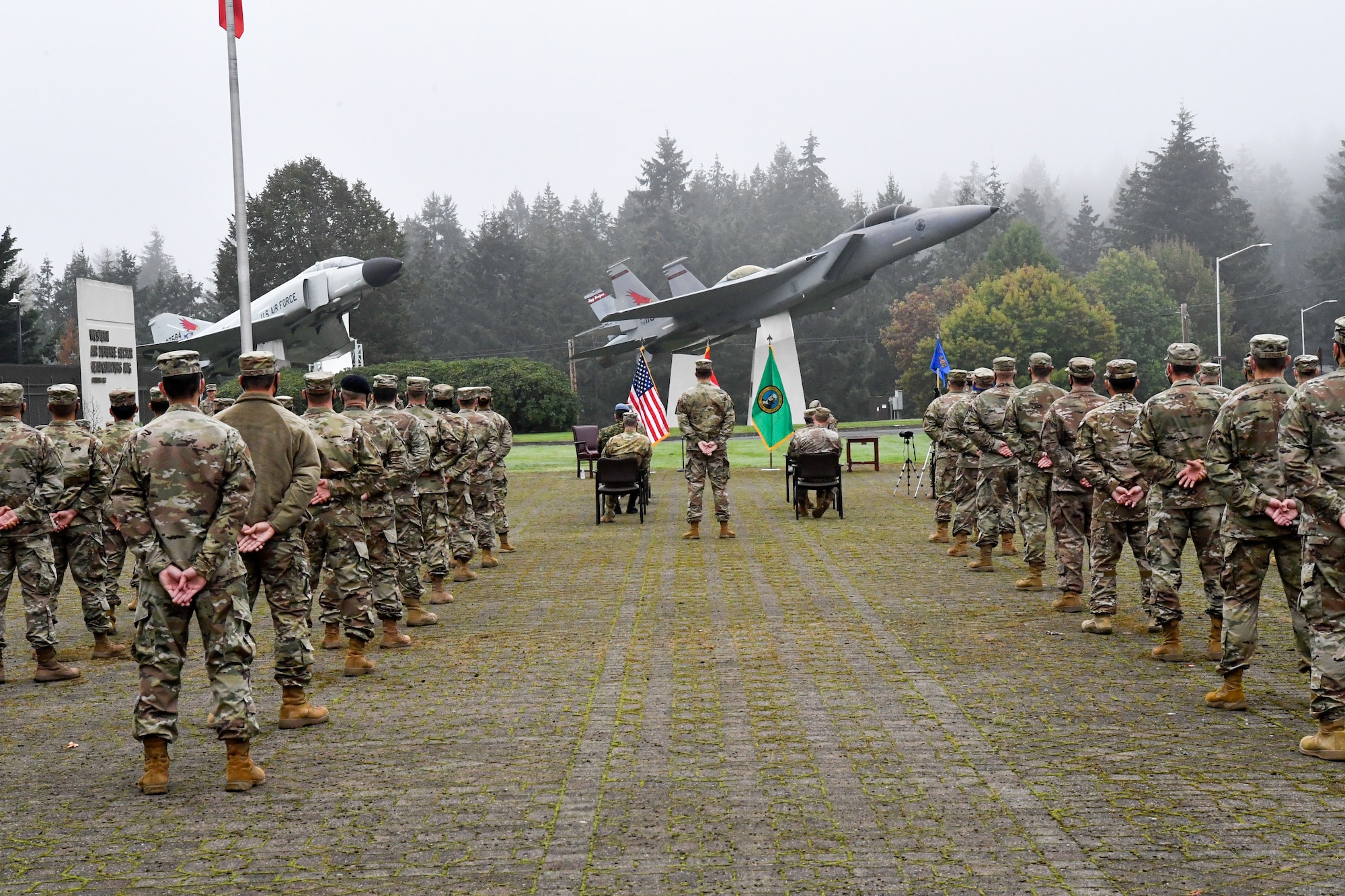 Western Air Defense Sector Airmen stand in formation