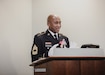 Master Sgt. Willie D. Richardson speaks to the in-person and virtual audience that attended his Aug. 11 military retirement ceremony at Picatinny Arsenal, N.J. Project Manager Soldier Lethality’s Senior Non Commissioned Officer since May 2018, he concluded a 26-year active duty service.