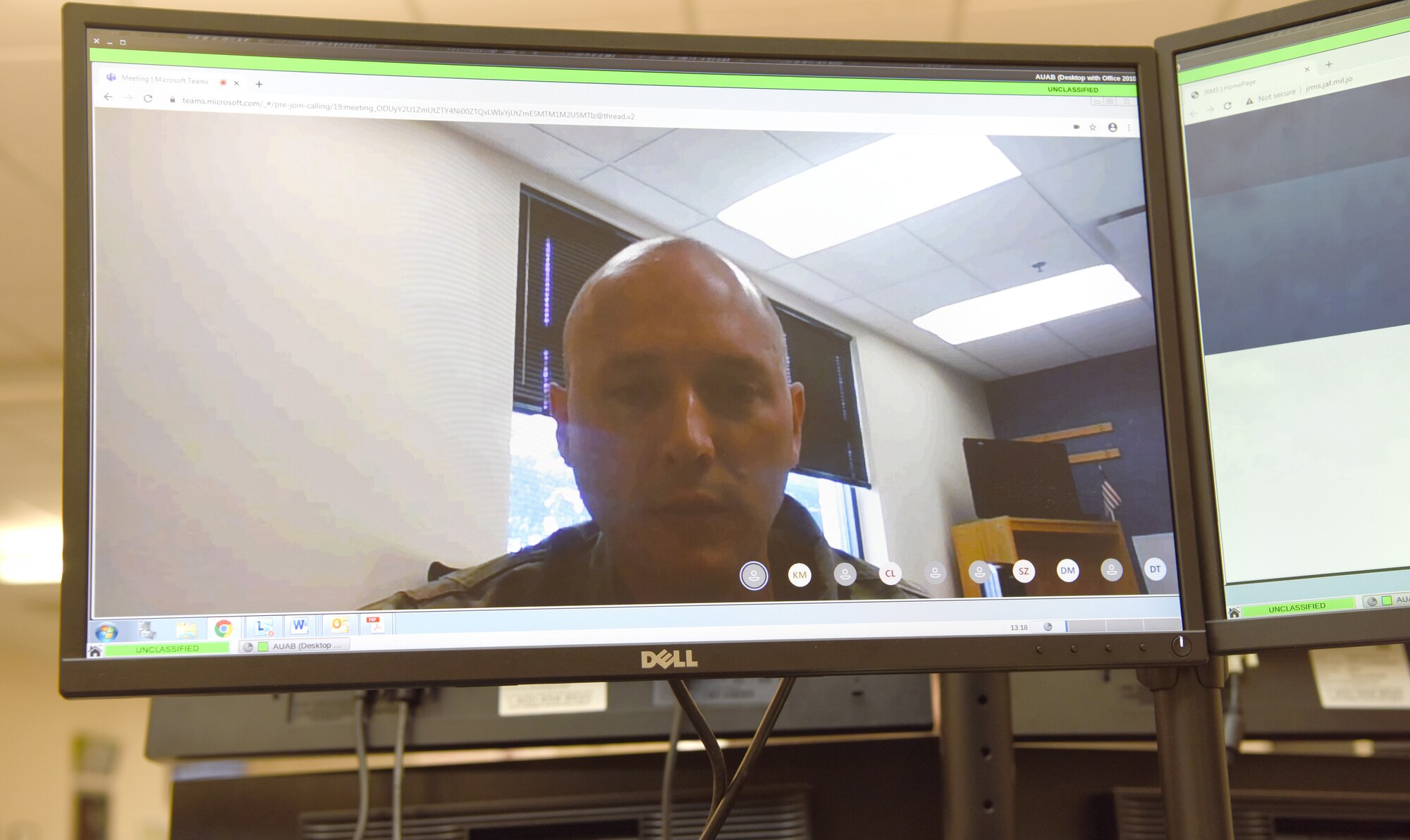Members of the Royal Jordanian Medical Services gather for a virtual conference with U.S. Air Forces Central Office of the Command Surgeon and Uniformed Services University, Sept. 8, 2020. The event, held virtually due to COVID-19, was part of an ongoing medical security cooperation between USAFCENT and Jordan that aims to establish a country-wide trauma system in Jordan. (U.S. Air Force photo by Tech Sgt. Monica Ricci)