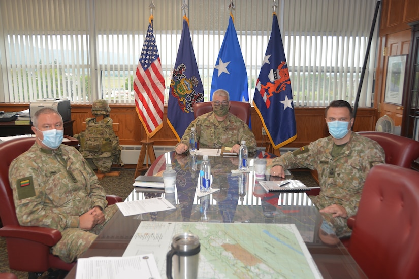 Pennsylvania adjutant general Maj. Gen. Anthony Carrelli, hosted a visit by Brig. Gen. Modestas Petrauskas, defense attaché with the Lithuanian Embassy Sept. 28, 2020, at Fort Indiantown Gap, Pa.