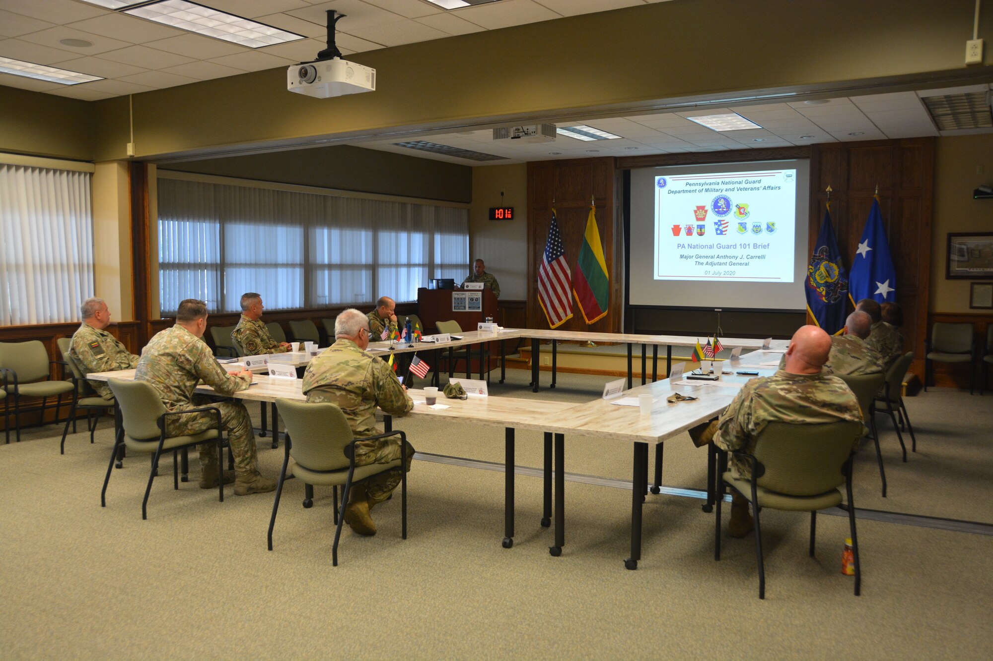 Pennsylvania adjutant general Maj. Gen. Anthony Carrelli, hosted a visit by Brig. Gen. Modestas Petrauskas, defense attaché with the Lithuanian Embassy Sept. 28, 2020, at Fort Indiantown Gap, Pa.