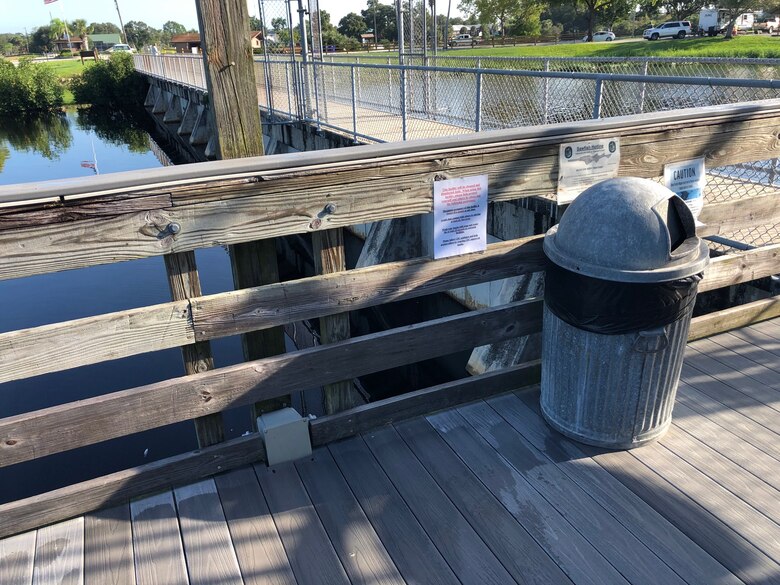 COVID guidance posted at W.P. Franklin North fishing pier