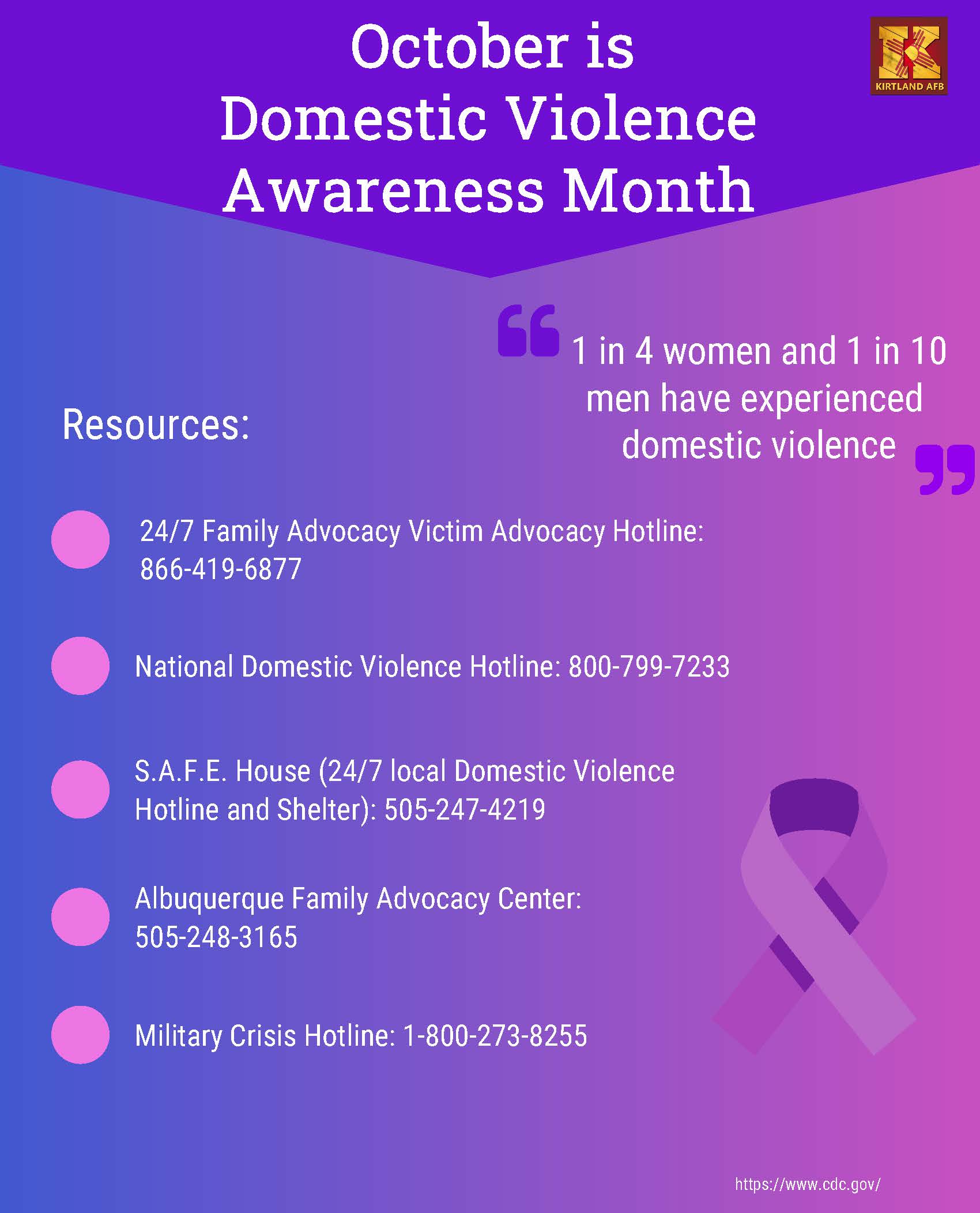 Encouraging support during Domestic Violence Awareness Month > Kirtland
