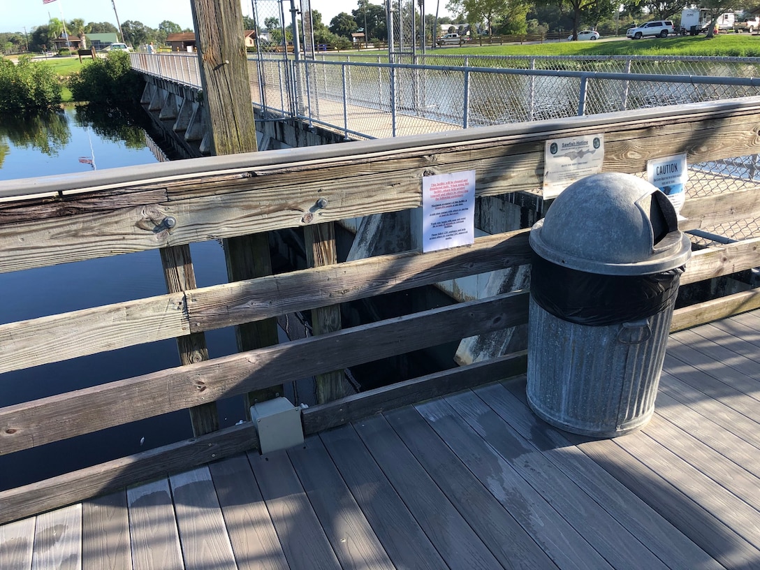 COVID guidance posted at W.P. Franklin North fishing pier