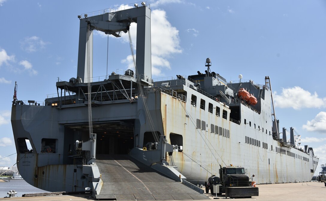 U.S. Navy ship Brittin arrives at Port Arthur, Texas.