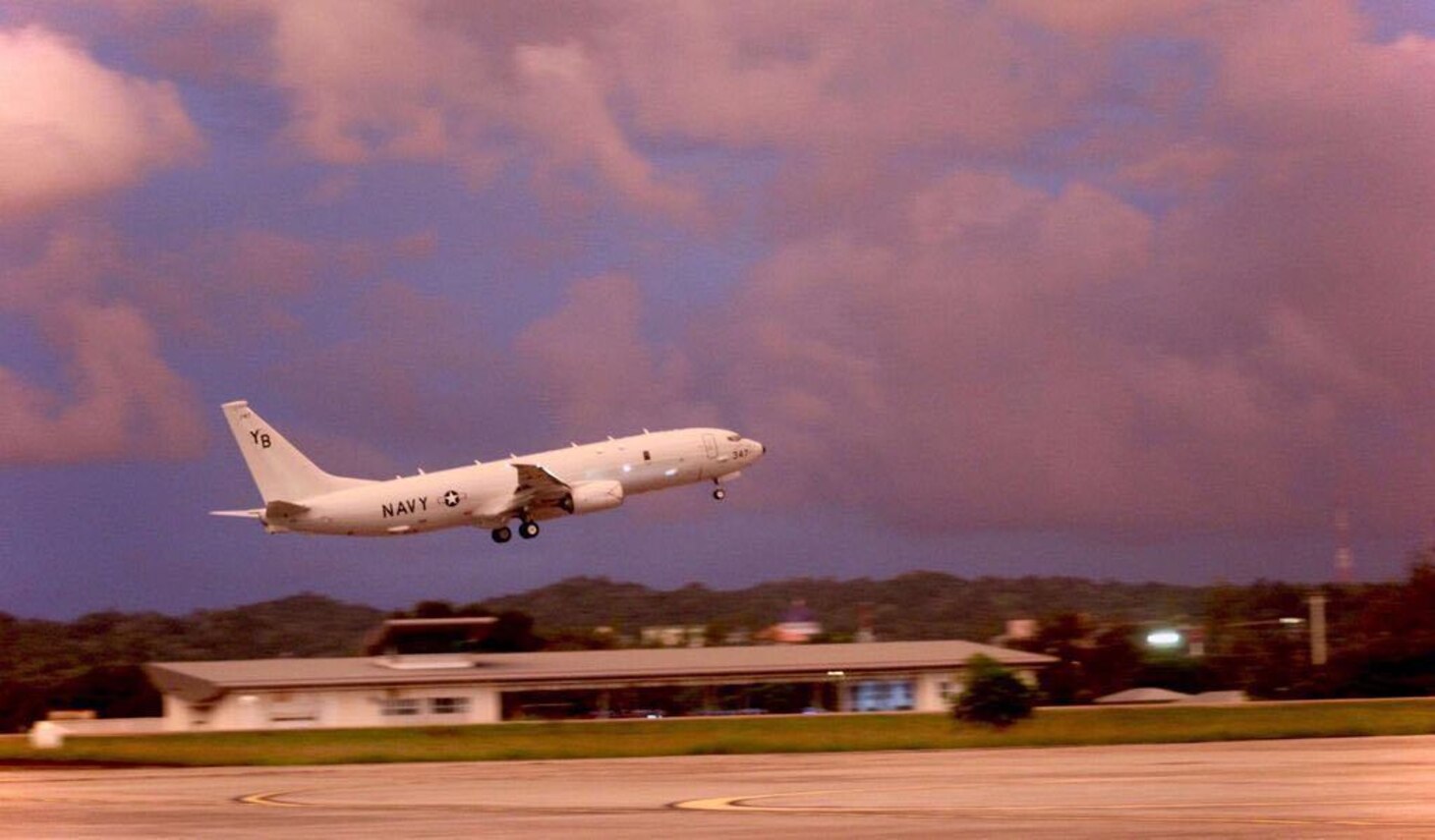 BRUNEI (Oct. 6, 2020) - A P-8A Poseidon aircraft from Patrol Squadron (VP) One launches during an exercise in support of CARAT Brunei 2020. CARAT is a ten-country exercise series between the United States and Bangladesh, Brunei, Indonesia, Malaysia, Singapore, Sri Lanka, the Philippines, Thailand, and Timor-Leste. (U.S. Navy Photo by Lt. Cmdr. Christopher Brass)