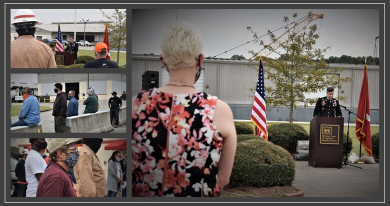 IN THE PHOTOS, Memphis District employees gather for a memorial earlier today at the Clifford-Davis Odell Horton Federal Building to honor and remember seven teammates, who to many of us were family, that we unfortunately lost over the last year. All seven have been and will be dearly missed. The District Commander, Corps Chaplain, Physical Support Branch Chief Lawrence “LT” Thomas, and Operations Division Chief Russell Davis III spoke words of solace and encouragement during this time where we are all experiencing a rollercoaster ride of emotions. (USACE photos by Vance Harris)