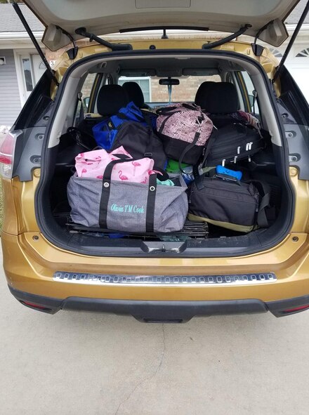 Vehicle sits packed prior to transport