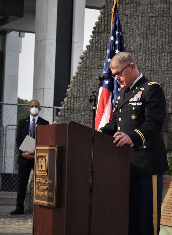 IN THE PHOTOS, Memphis District employees gather for a memorial earlier today at the Clifford-Davis Odell Horton Federal Building to honor and remember seven teammates, who to many of us were family, that we unfortunately lost over the last year. All seven have been and will be dearly missed. The District Commander, Corps Chaplain, Physical Support Branch Chief Lawrence “LT” Thomas, and Operations Division Chief Russell Davis III spoke words of solace and encouragement during this time where we are all experiencing a rollercoaster ride of emotions. (USACE photos by Jessica Haas)