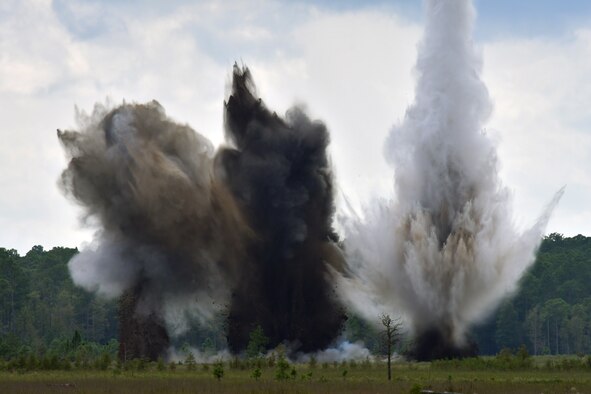 Members of the 94th EOD Flight went through numerous tasks such as working with electric demolition procedures, non-electric demolition procedures, demolition shape charges, and cratering charges. (U.S. Air Force photo by Airman 1st Class Kendra A. Ransum)