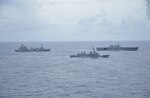 SOUTH CHINA SEA (Oct. 13, 2020) – Arleigh Burke-class guided-missile destroyer USS John S. McCain (DDG 56) joined Japan Maritime Self-Defense Force (JMSDF) Escort Flotilla 2 during integrated operations in the South China Sea beginning Oct. 12.