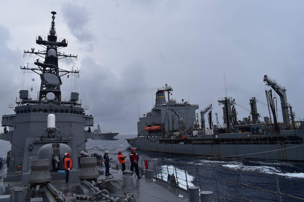 SOUTH CHINA SEA (Oct. 13, 2020) – Arleigh Burke-class guided-missile destroyer USS John S. McCain (DDG 56) joined Japan Maritime Self-Defense Force (JMSDF) Escort Flotilla 2 during integrated operations in the South China Sea beginning Oct. 12.