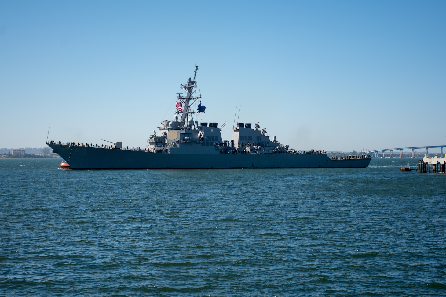 Guided-missile destroyer USS Paul Hamilton (DDG 60) returns to its homeport of San Diego