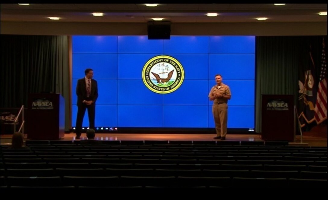 Naval Sea Systems Command (NAVSEA) Executive Director Jim Smerchansky and Commander Vice Adm. William Galinis attend the virtual graduation of 2020 Cadre VI Journey Level Leaders (JLL) Program on September 18. (U.S. Navy photo by Brentan Debysingh/Released)