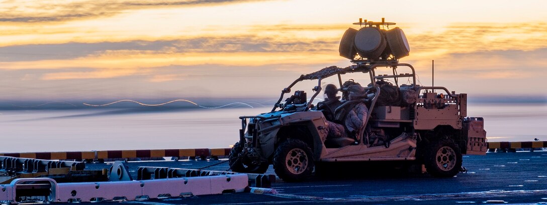 190112-N-UP035-0003 SUEZ CANAL (Jan. 12, 2019) - U.S. Marine Corps Cpl. Fernando Anzaldua III and Cpl. Jordan Gillett, gunners attached to the 22nd Marine Expeditionary Unit, perform system checks on a Light Marine Air Defense Integrated System aboard the Wasp-class amphibious assault ship USS Kearsarge (LHD 3) as it transits the Suez Canal, Jan. 12, 2019. Kearsarge is the flagship for the Kearsarge Amphibious Ready Group and, with the embarked 22nd Marine Expeditionary Unit, is deployed to the U.S. 5th Fleet area of operations in support of naval operations to ensure maritime stability and security in the Central region, connecting the Mediterranean and the Pacific through the western Indian Ocean and three strategic choke points. (U.S. Navy photo by Mass Communication Specialist 1st Class Mike DiMestico/Released)