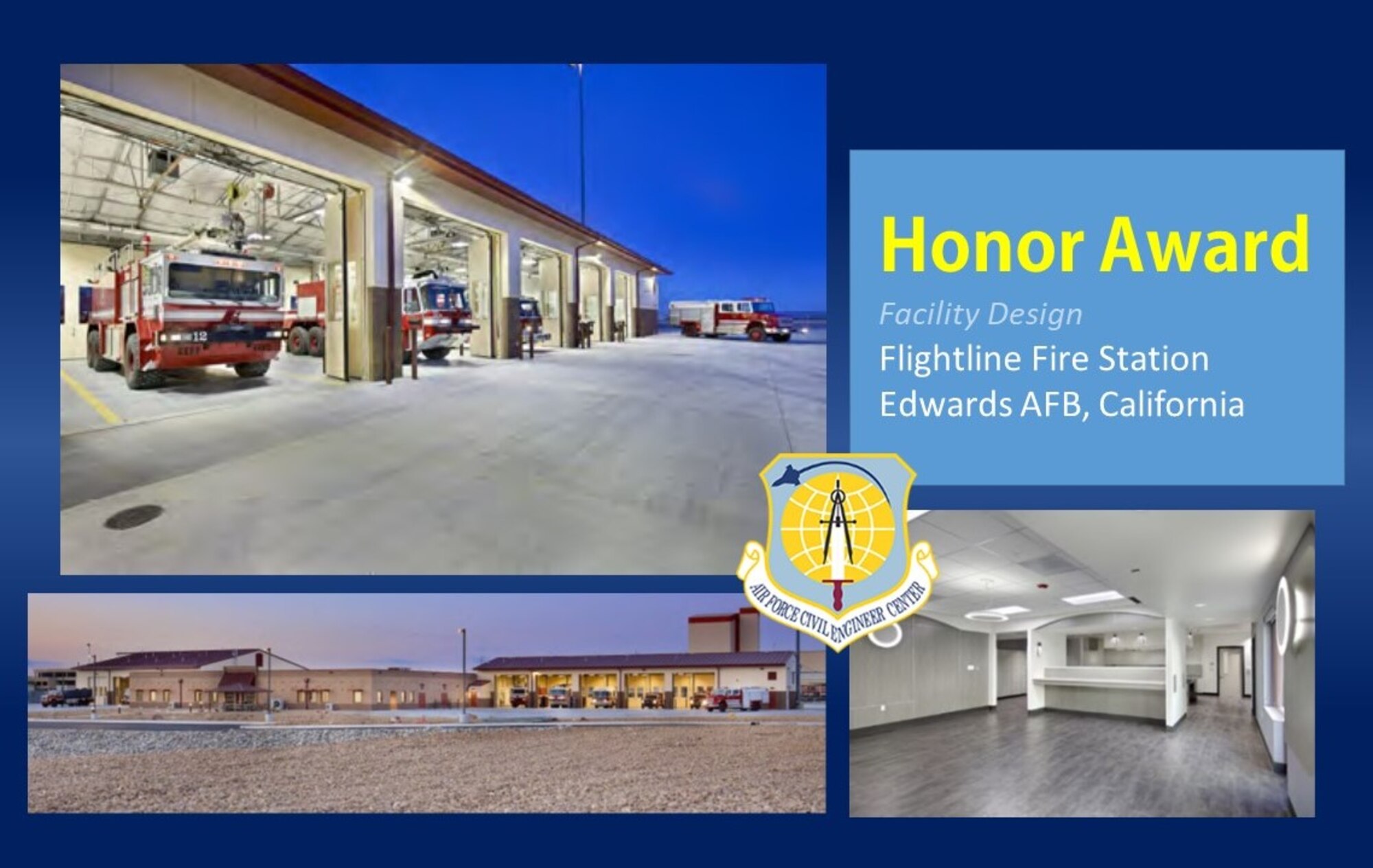2020 Design Honor Award in the facility design category is the Flightline Fire Station at Edwards AFB, California. (U.S. Air Force graphic)