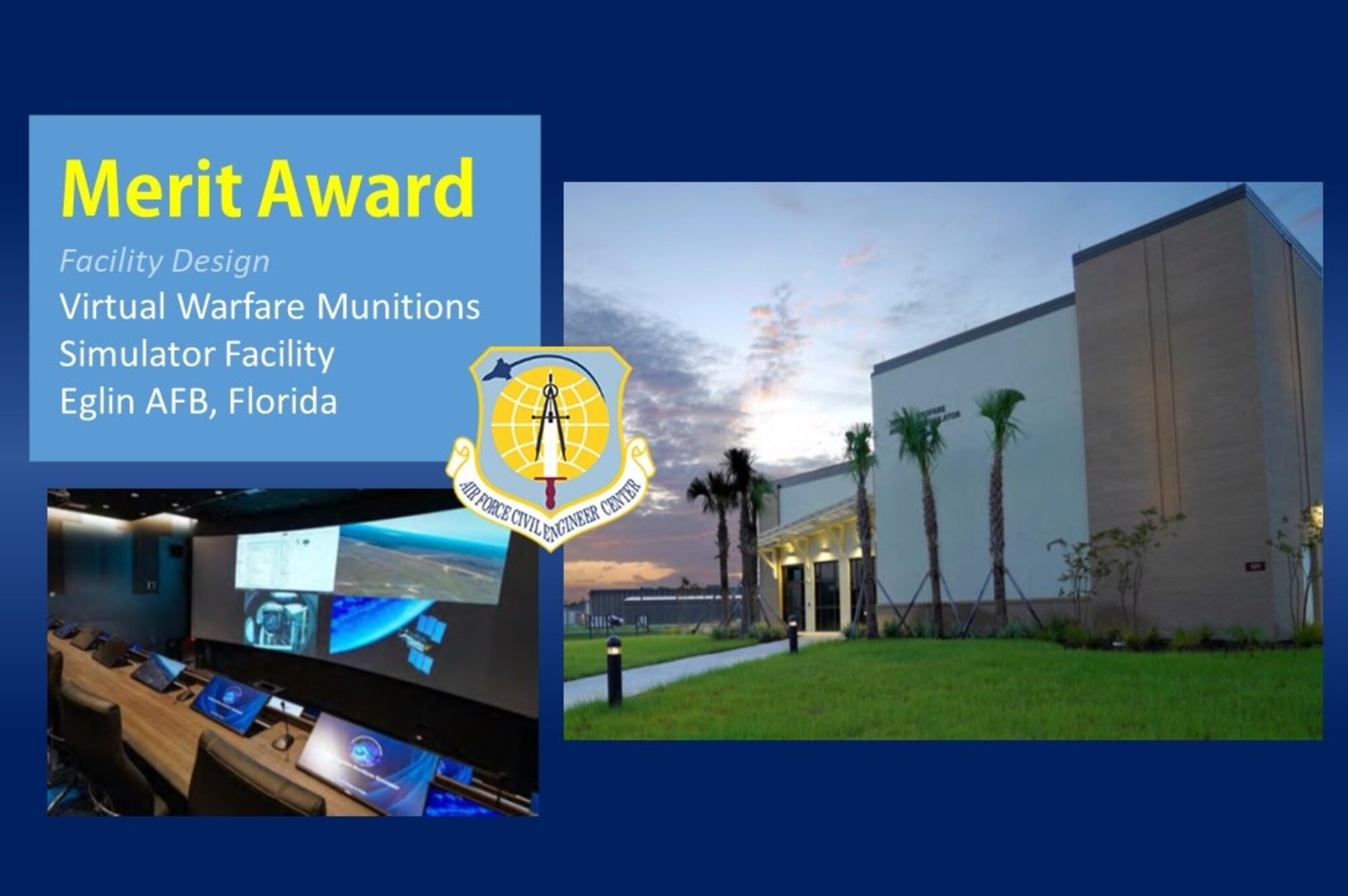 2020 Design Merit Award winner in the Facility Design category is the Virtual Warfare Munitions Simulator Facility at Eglin AFB, Florida. (U.S. Air Force graphic)
