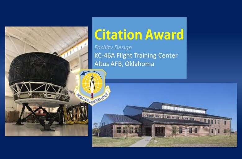 2020 Design Citation Award winner in Facility Design is the KC-46A Flight Training Center at Altus AFB, Oklahoma. (U.S. Air Force graphic)