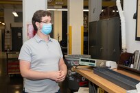 Nuclear Test Engineering Division (Code 2340) Assistant Shift Test Engineer (ASTE) James Keim shares the 3-D printed model he created for Dry Dock 3 which inspired the simulation created for virtual reality.