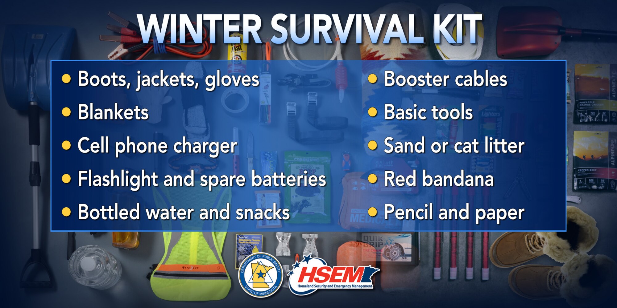Helpful hints for an effective winter survival kit.