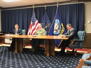 Pictured:  Dr. Kyle Werner, Director of Engagement; CAPT McKay, Commanding Officer; and Mr. Phil Smith, Command Advocacy Lead.