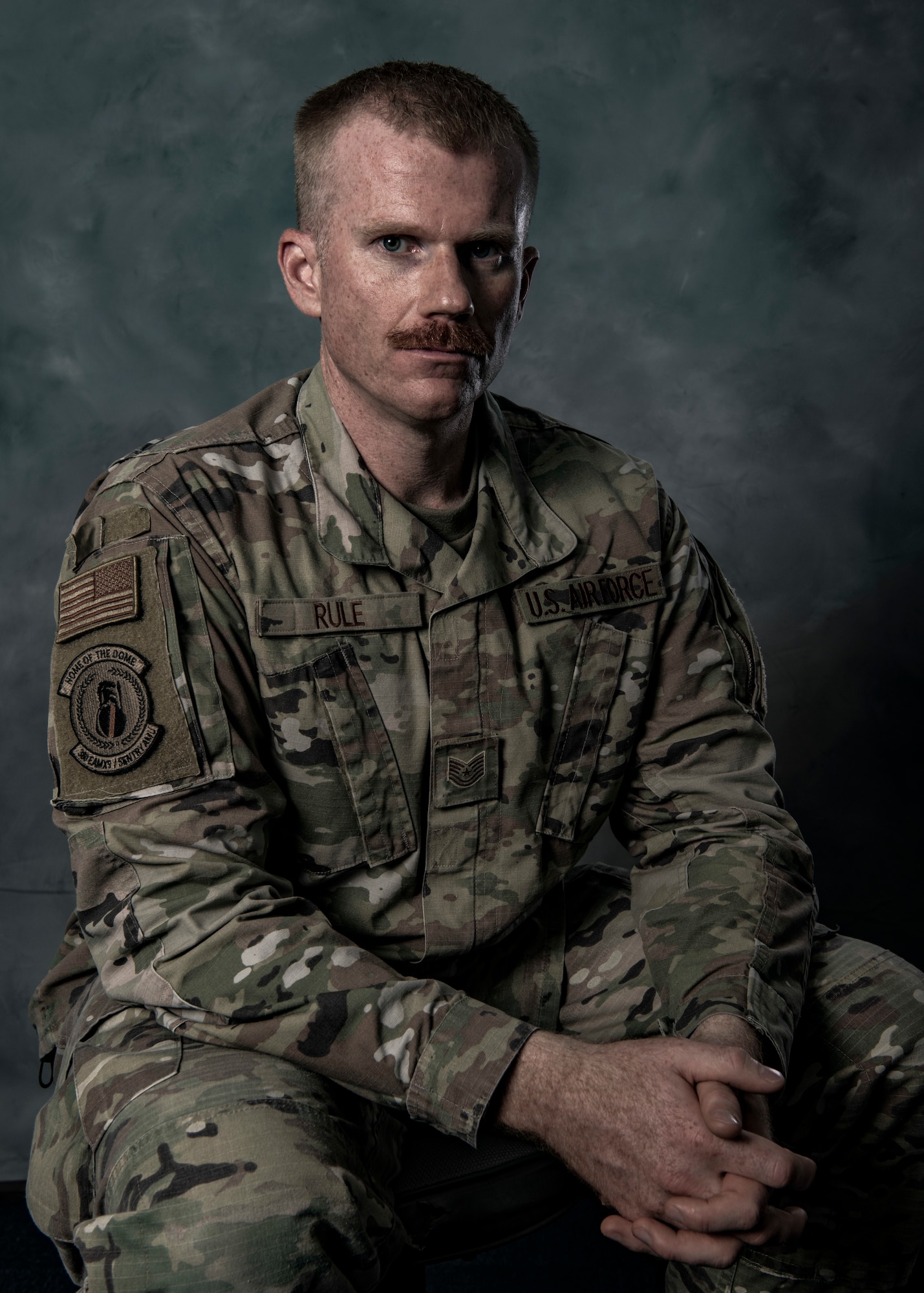 Tech. Sgt. Zachary Rule, 380th Expeditionary Aircraft Maintenance Squadron E-3 Sentry Aircraft Maintenance Unit, poses for a portrait here at Dhafra Air Base, United Arab Emirates, Oct. 15, 2020.