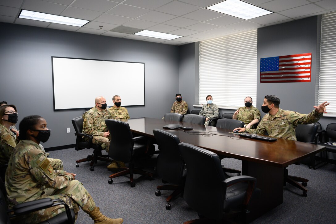 Airman briefing leadership.